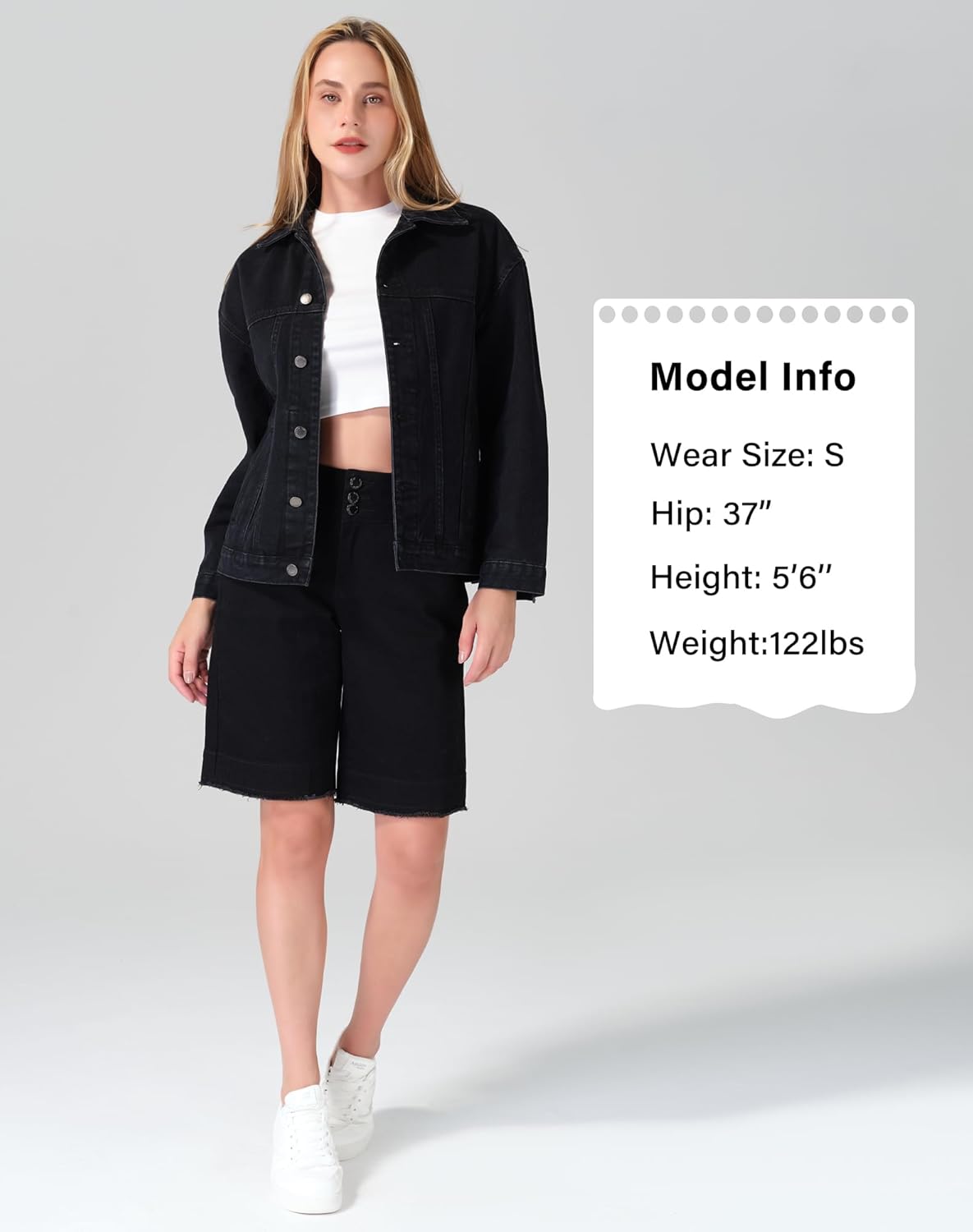 roswear Women\u2019s Denim Jackets Oversized Button Long Sleeve Washed Jean Trucker Jacket with Pockets