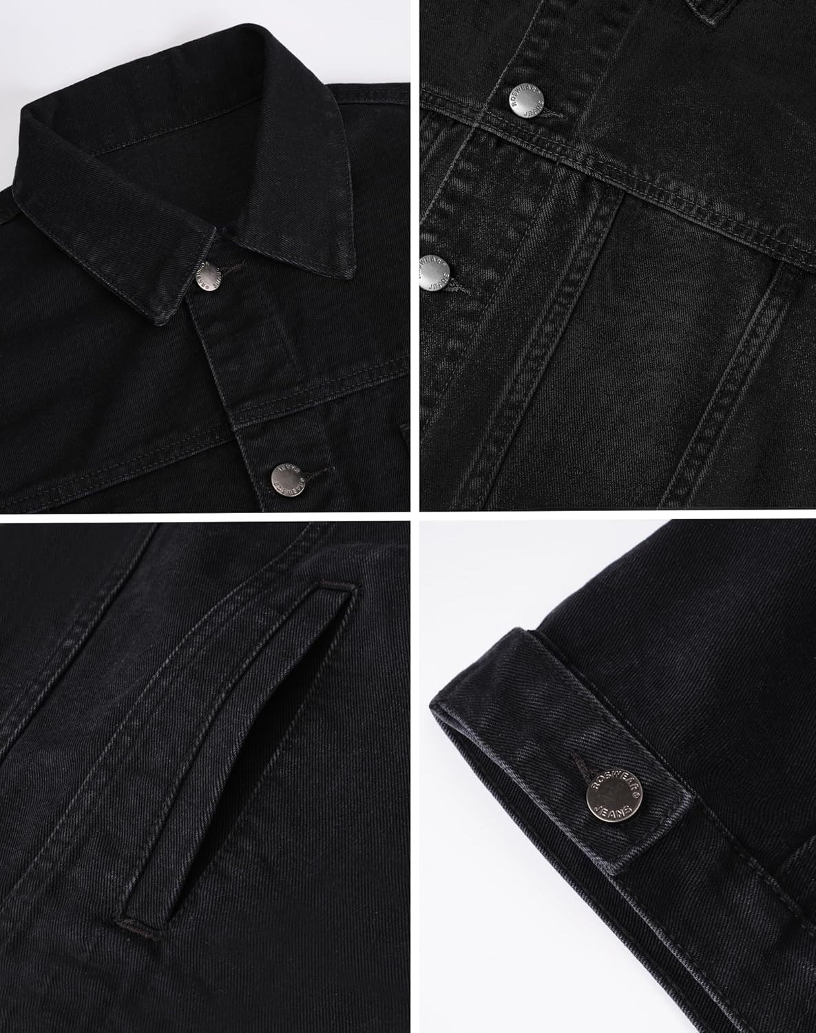 roswear Women\u2019s Denim Jackets Oversized Button Long Sleeve Washed Jean Trucker Jacket with Pockets