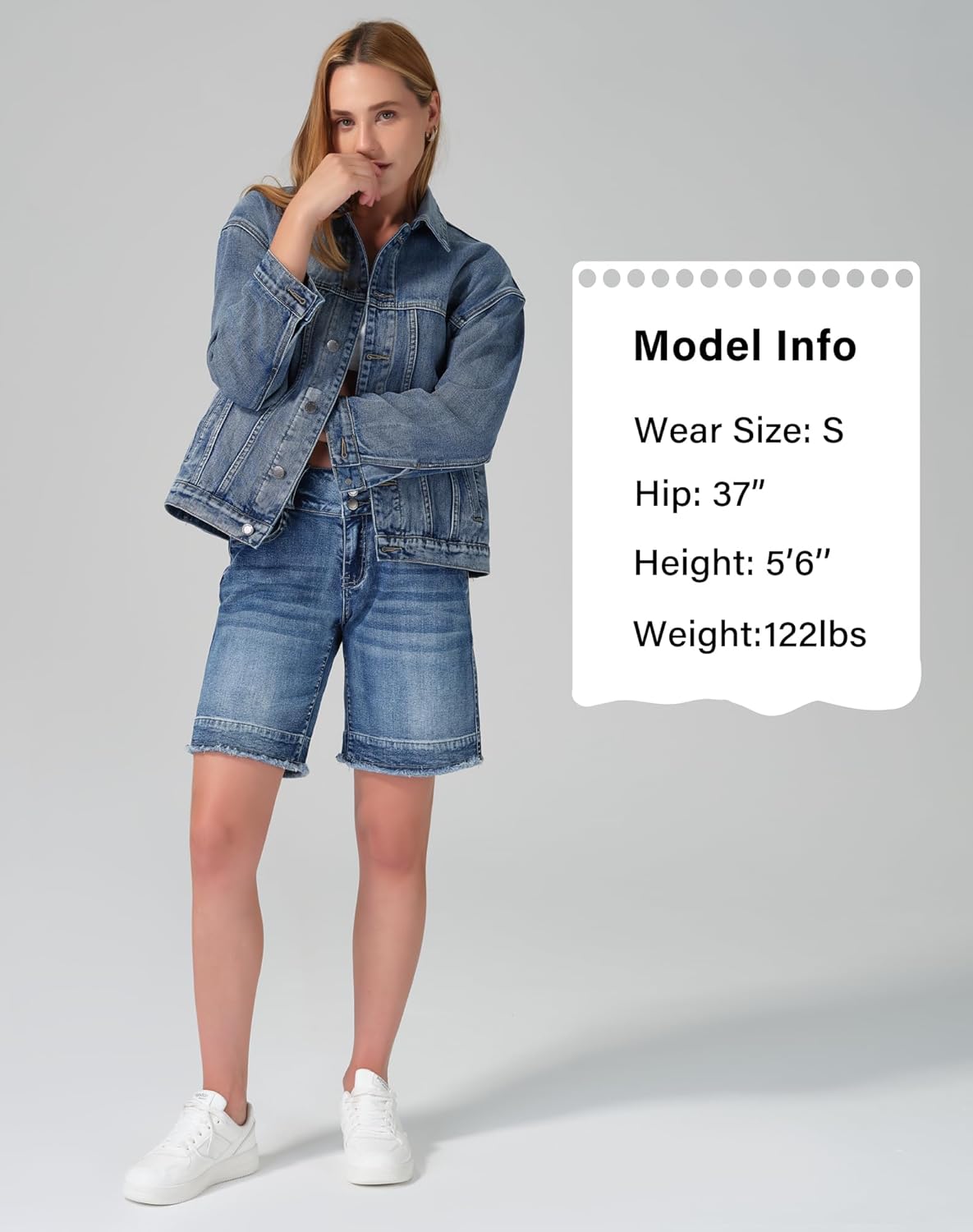 roswear Women\u2019s Denim Jackets Oversized Button Long Sleeve Washed Jean Trucker Jacket with Pockets