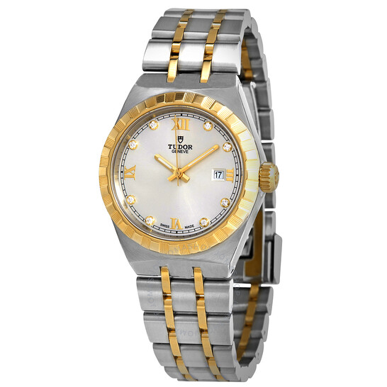 Royal Automatic Diamond Silver Dial 28 mm Ladies Watch