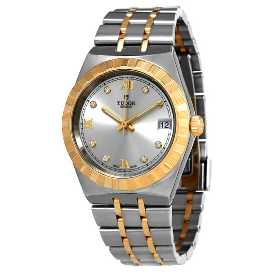 Royal Automatic Diamond Silver Dial Ladies Watch