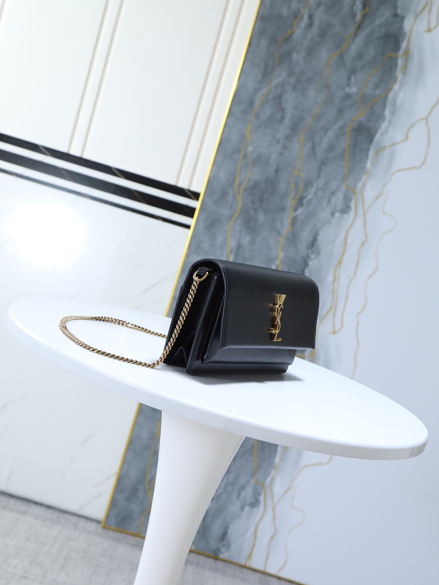 Saint Laurent Baby Sunset Leather Belt Bag in Black