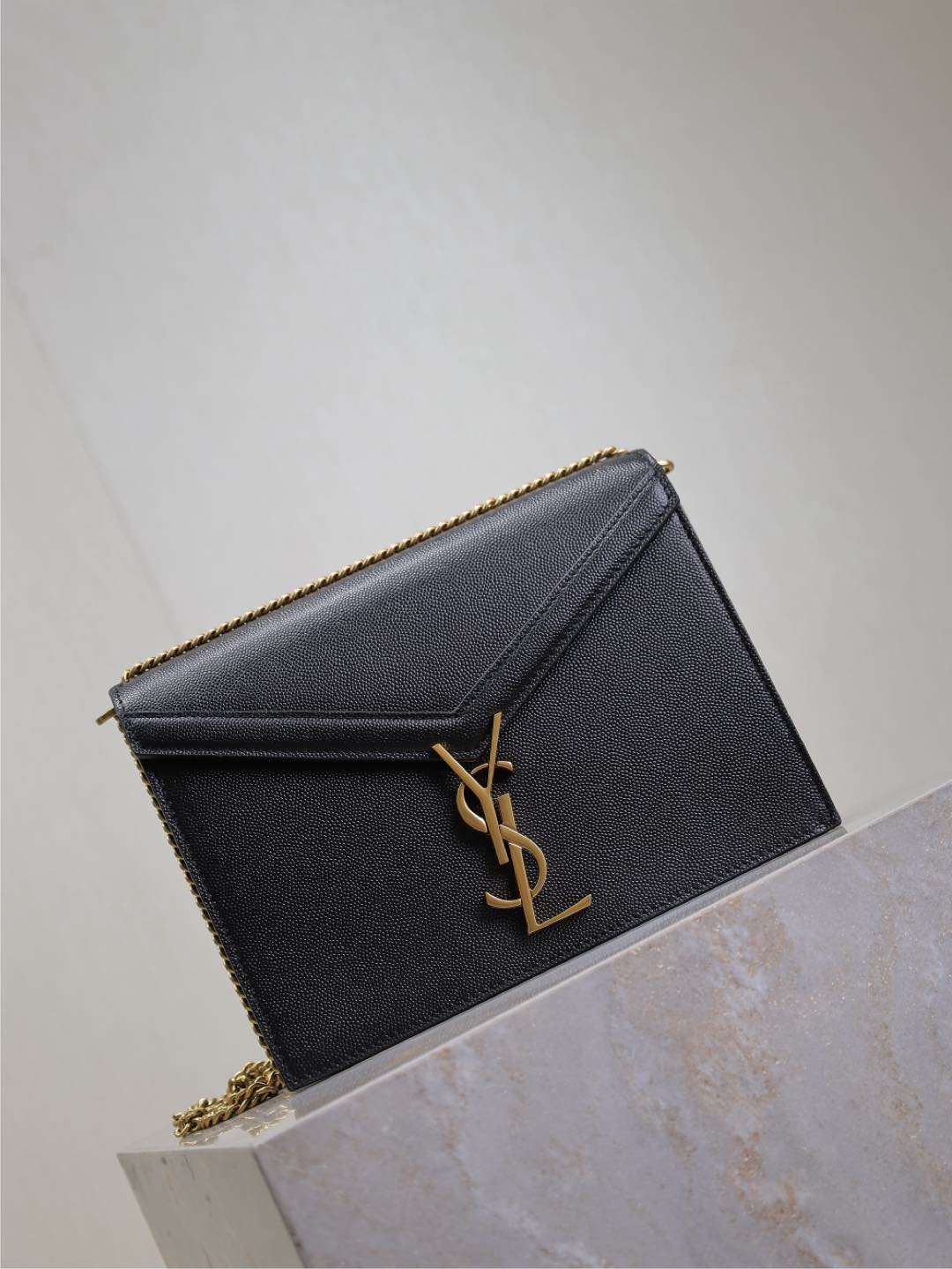 Saint Laurent Cassandra Monogram Clasp Leather black