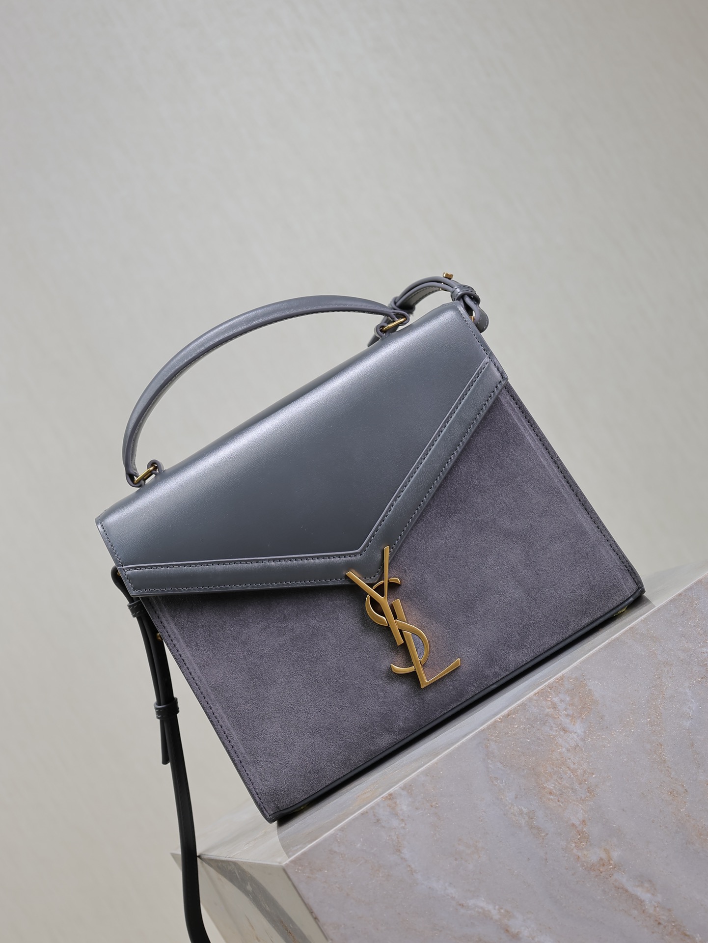 Saint Laurent Cassandra Suede & Leather Mini Top Handle Crossbody