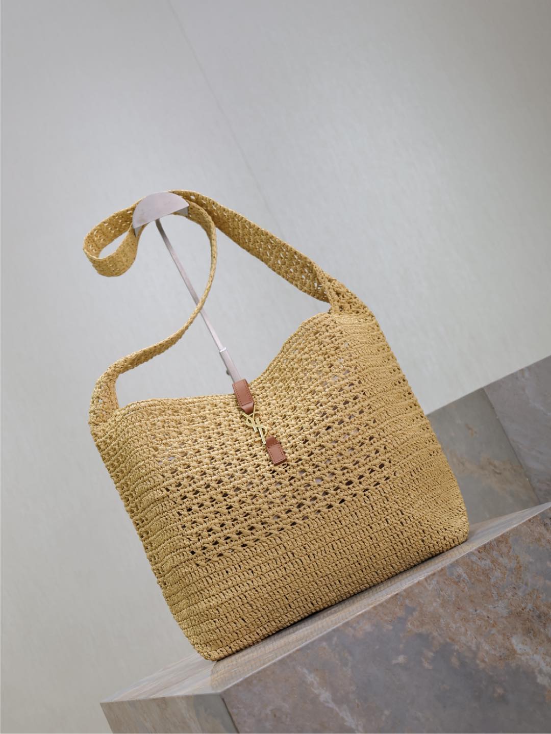 Saint Laurent Classic Hobo Crochet Raffia Neutral 2170311