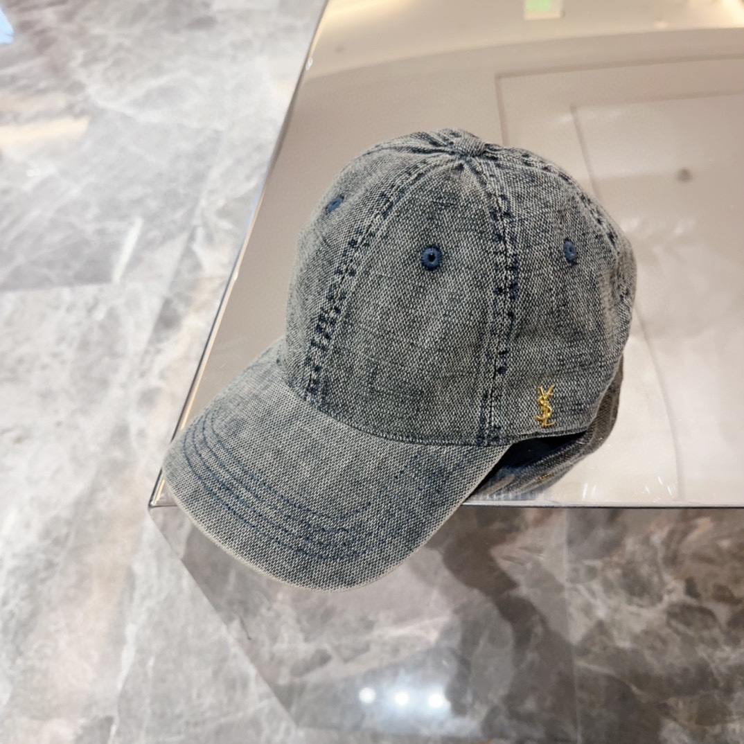 Saint Laurent Denim Blue Cotton Cap