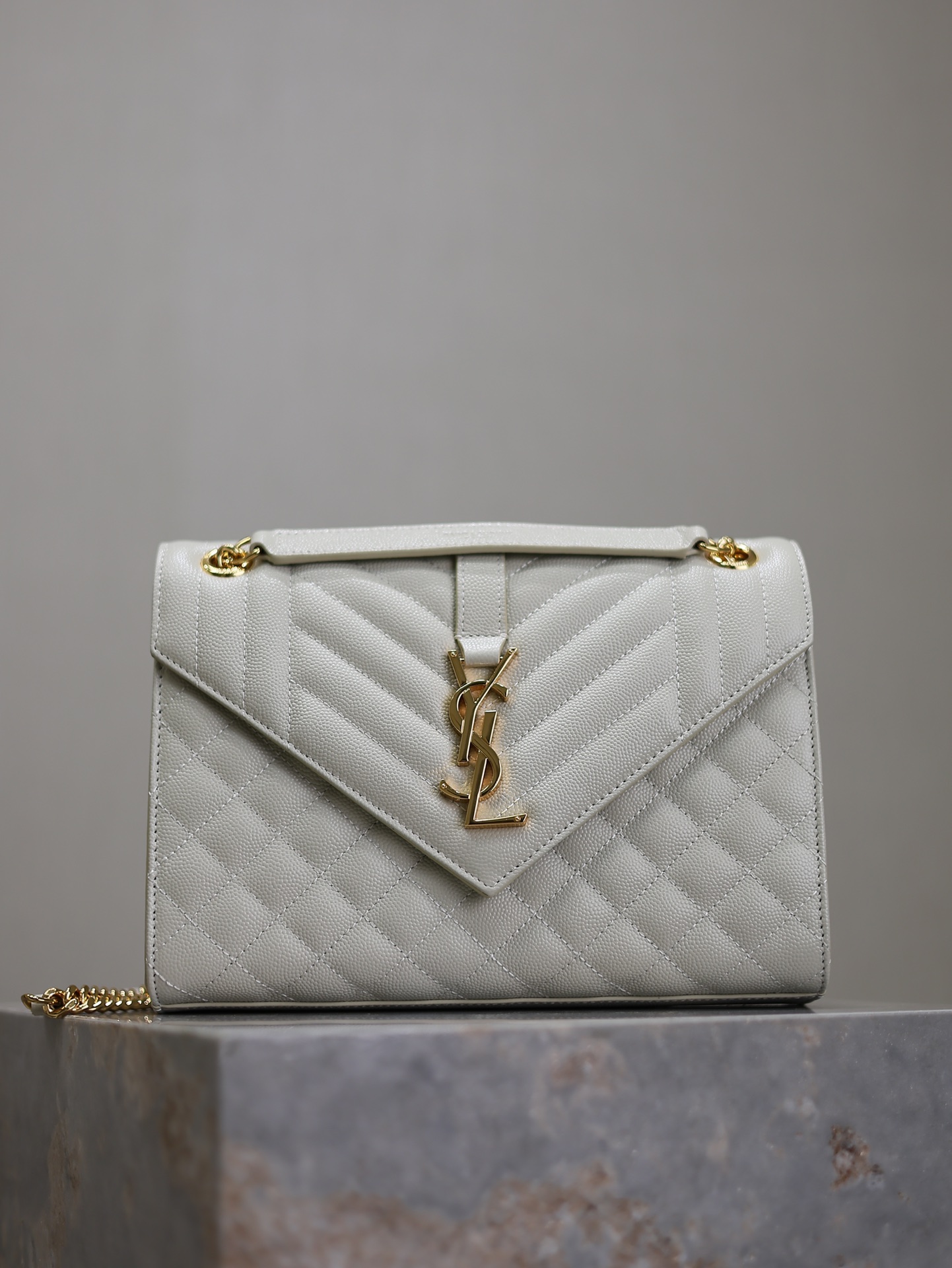 Saint Laurent Grey Leather Cassandra