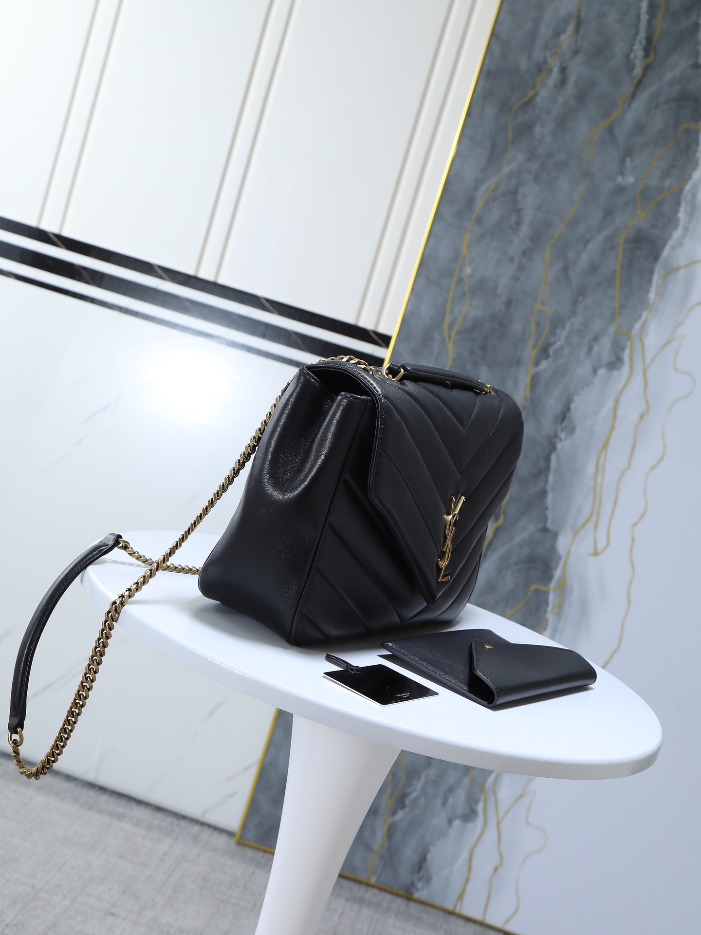 SAINT LAURENT Grain de Poudre Calfskin Y Quilted black