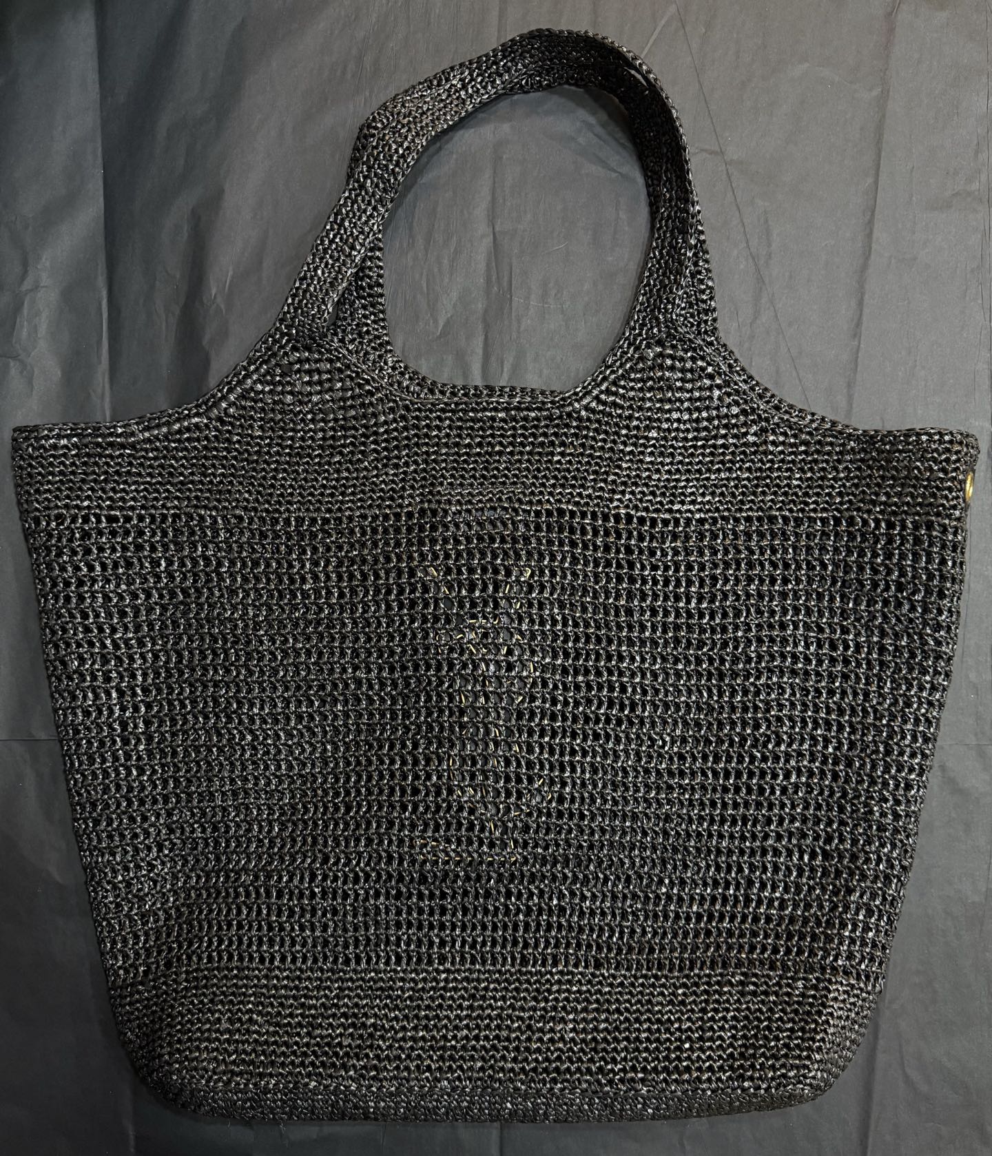 SAINT LAURENT Icare maxi embellished raffia tote black