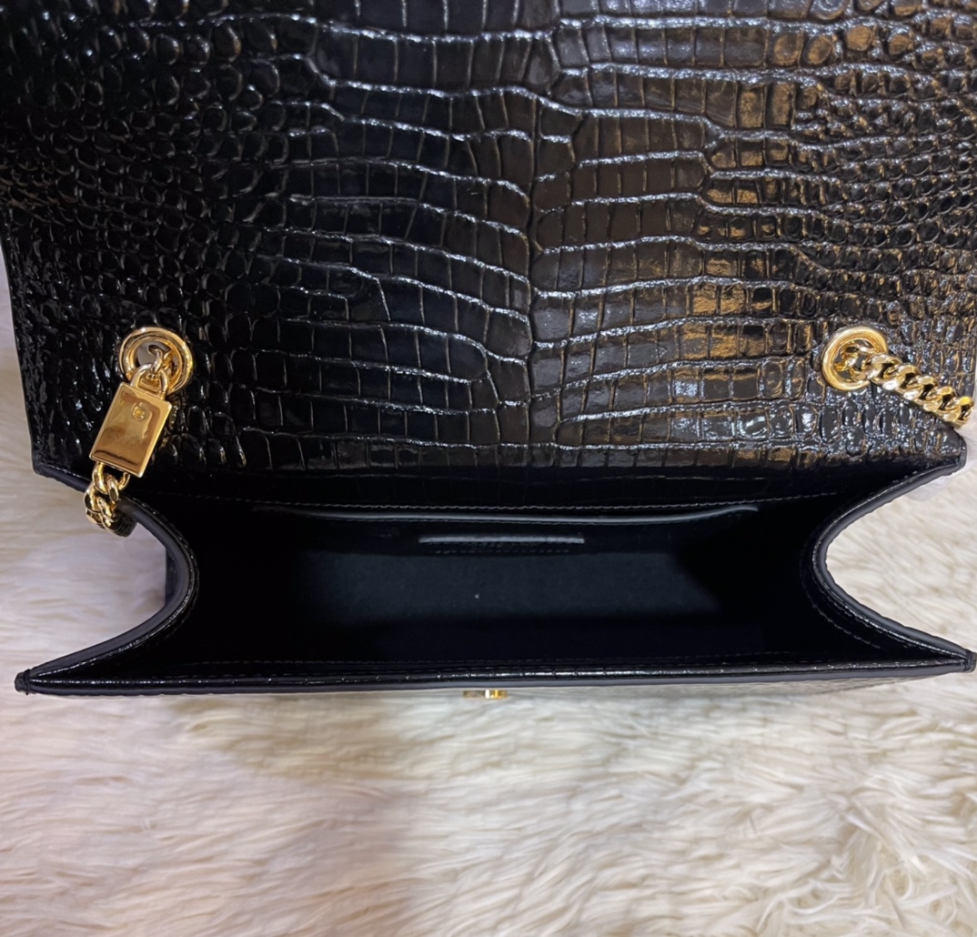 Saint Laurent Kate Medium Tassel $3100 Black Embossed Leather Shoulder Bag New