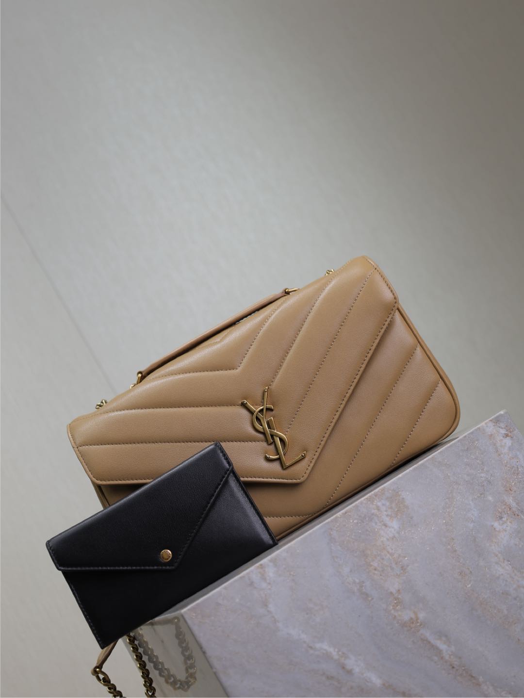 SAINT LAURENT Lambskin Chevron Quilted Mini Loulou