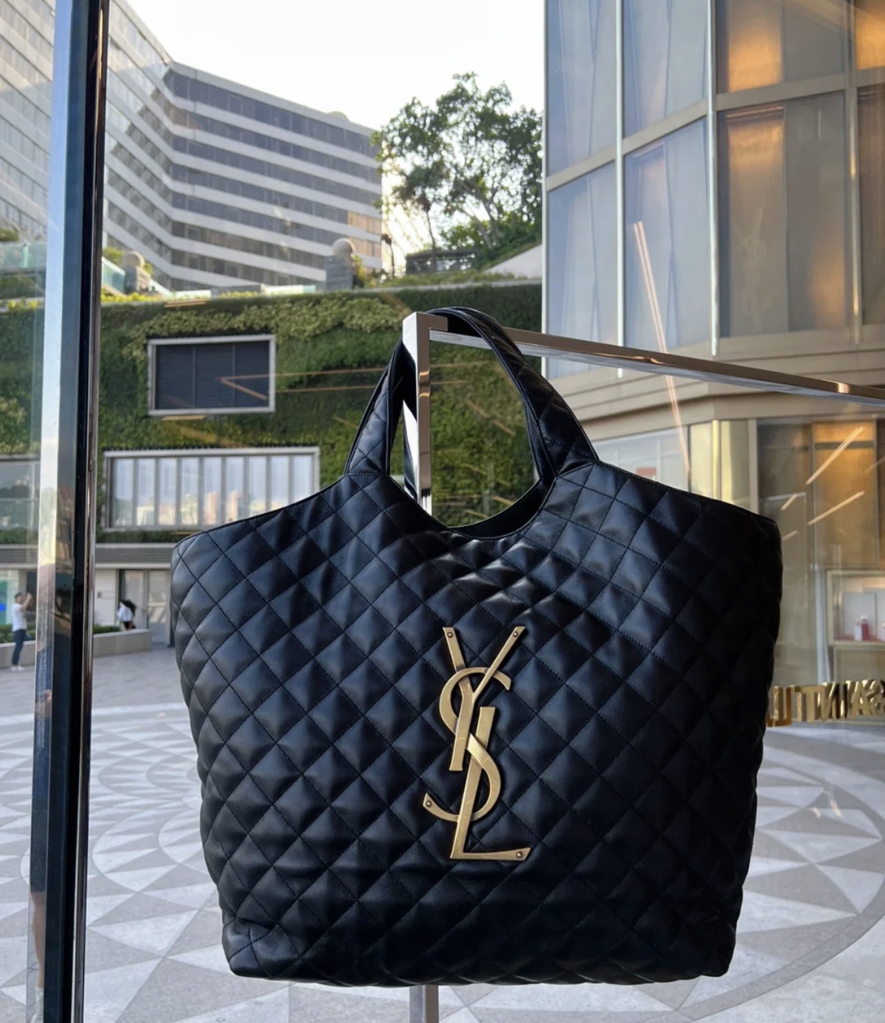 SAINT LAURENT Lambskin Quilted Maxi Icare Shopping