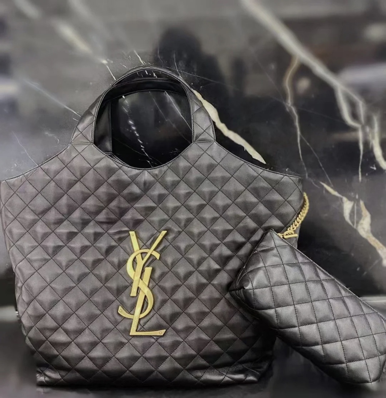 SAINT LAURENT Lambskin Quilted Maxi Icare Shopping