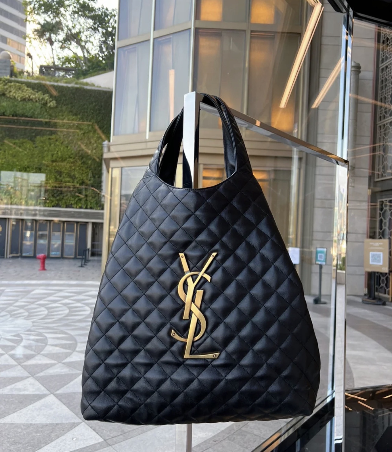 SAINT LAURENT Lambskin Quilted Maxi Icare Shopping