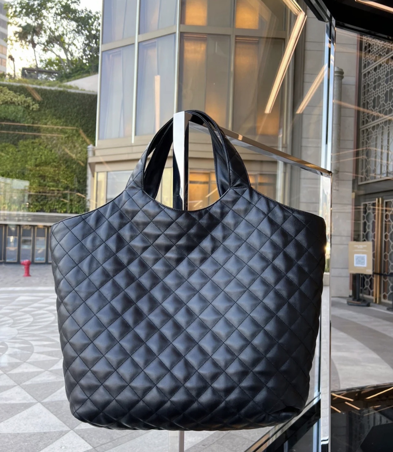 SAINT LAURENT Lambskin Quilted Maxi Icare Shopping