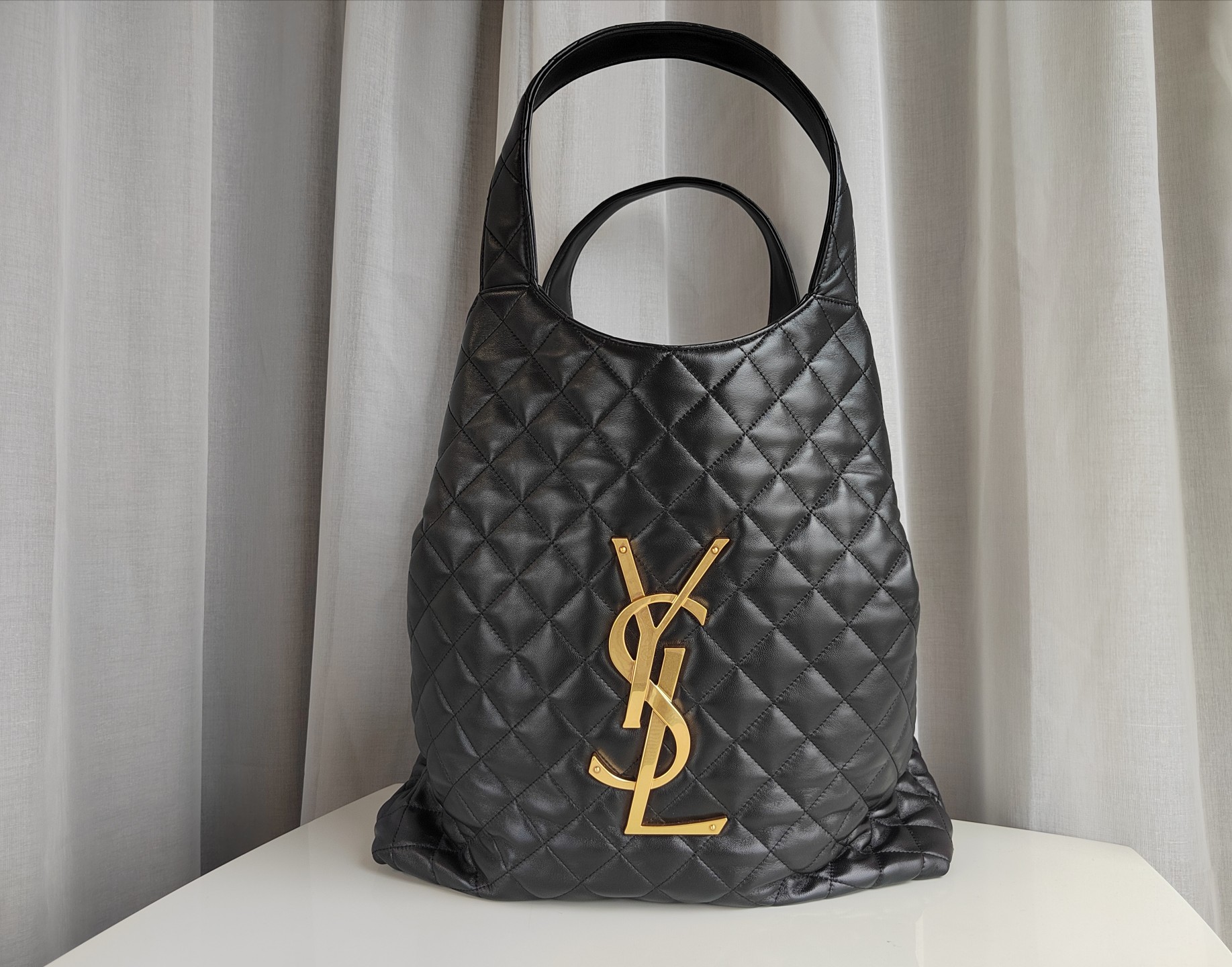 Saint Laurent Leather Hobo - Black Totes, Handbags - SNT397201