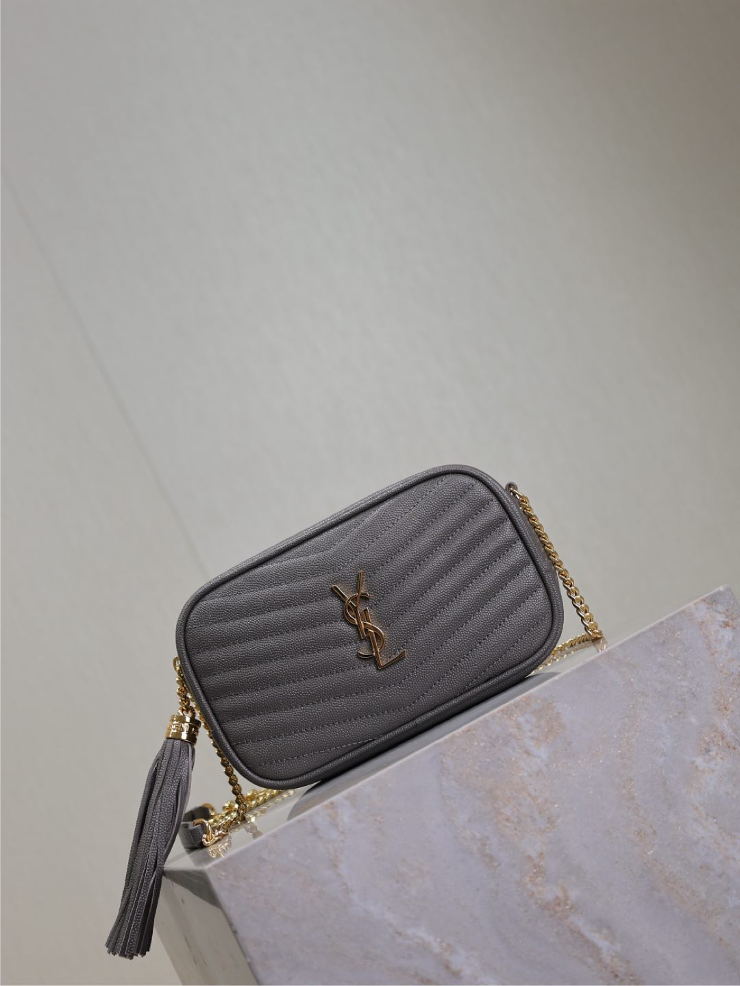 SAINT LAURENT Lou Mini Bag Shoulder Bag Calf Grey