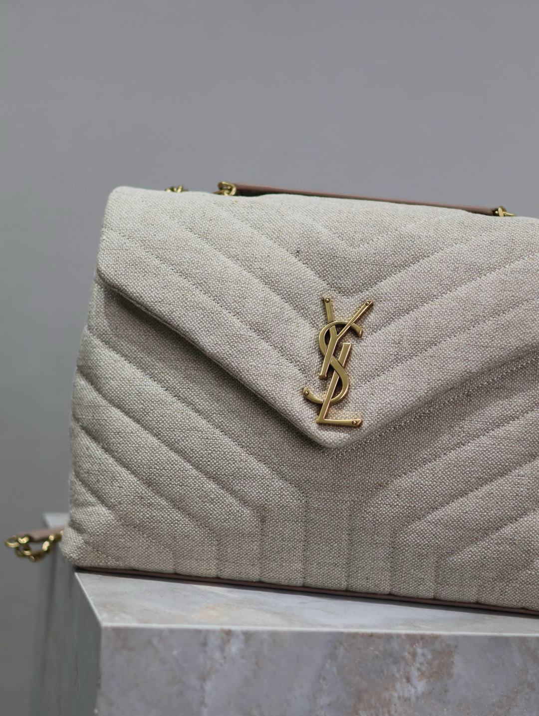 Saint Laurent Loulou in Beige Linen