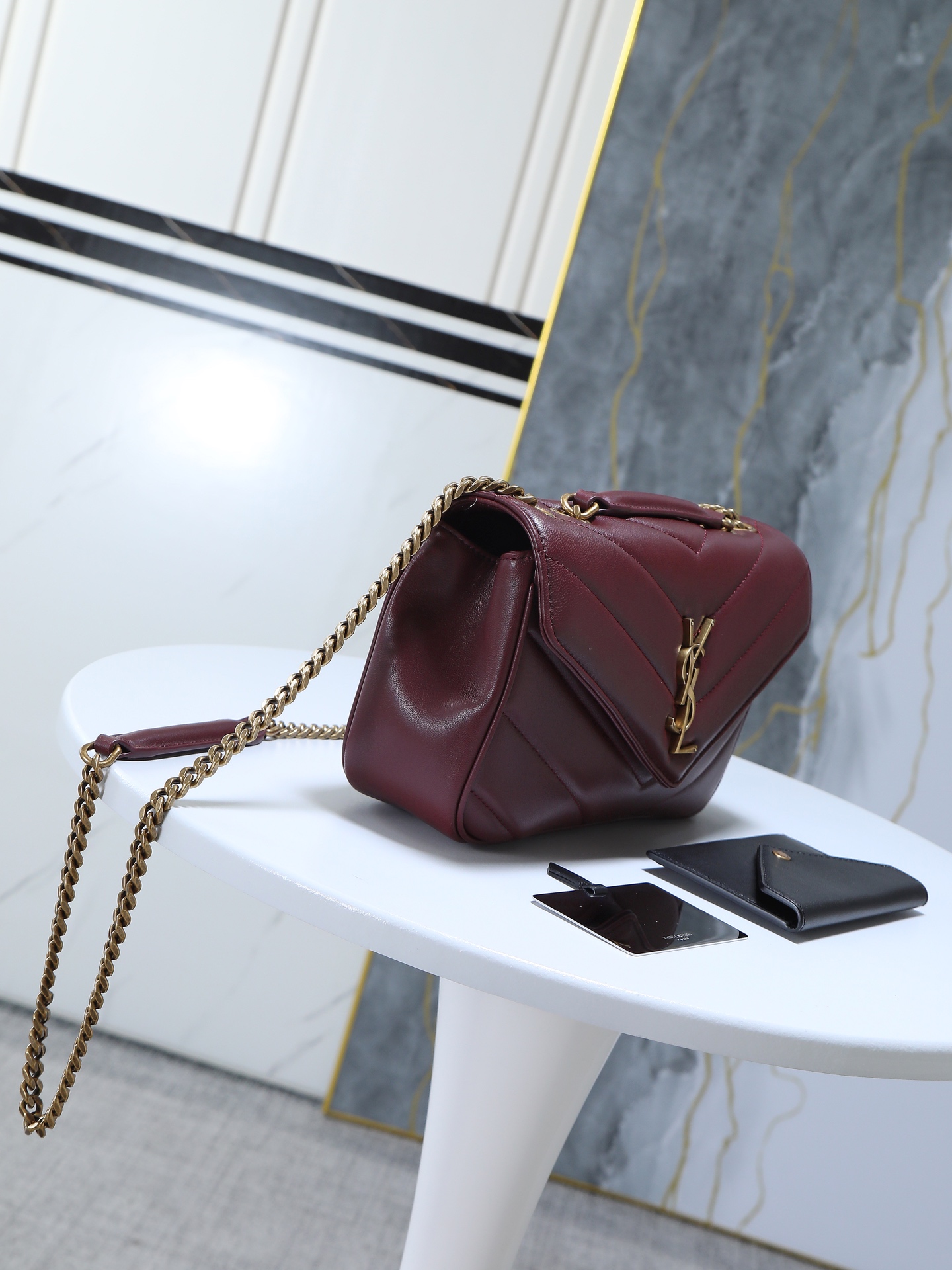 Saint Laurent Loulou Small Leather Shoulder Bag red