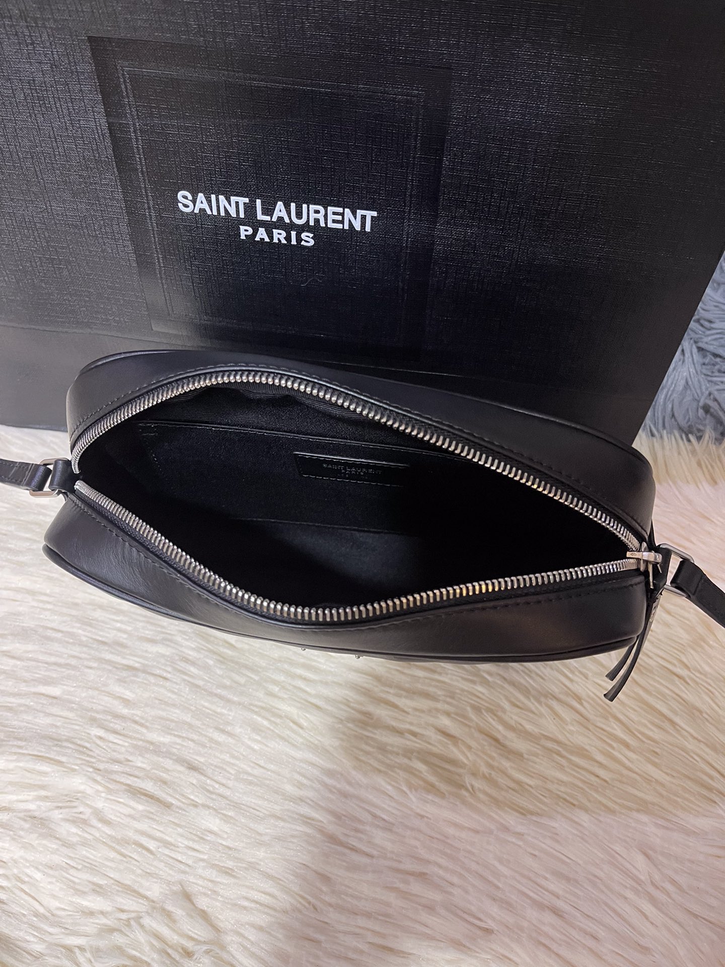 SAINT LAURENT Medium Lou YSL Monogram Palm Leather black