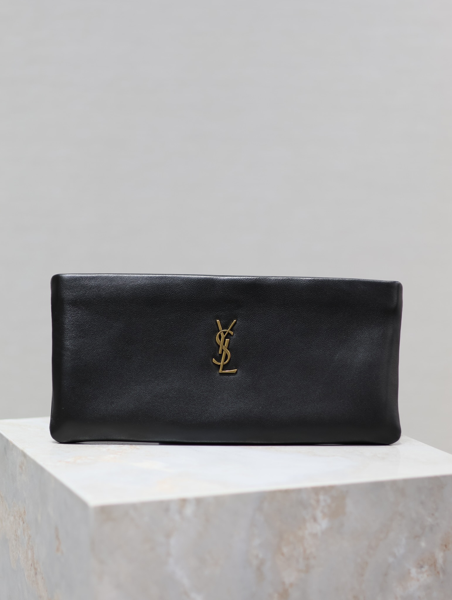 Saint Laurent Black Leather Flat Pouch
