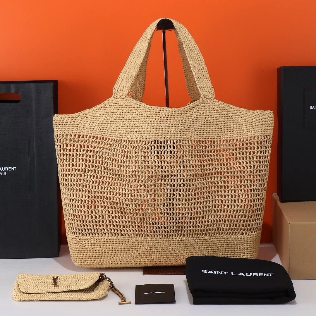Saint Laurent Natural Raffia Maxi Icare Shopping Tote Saint
