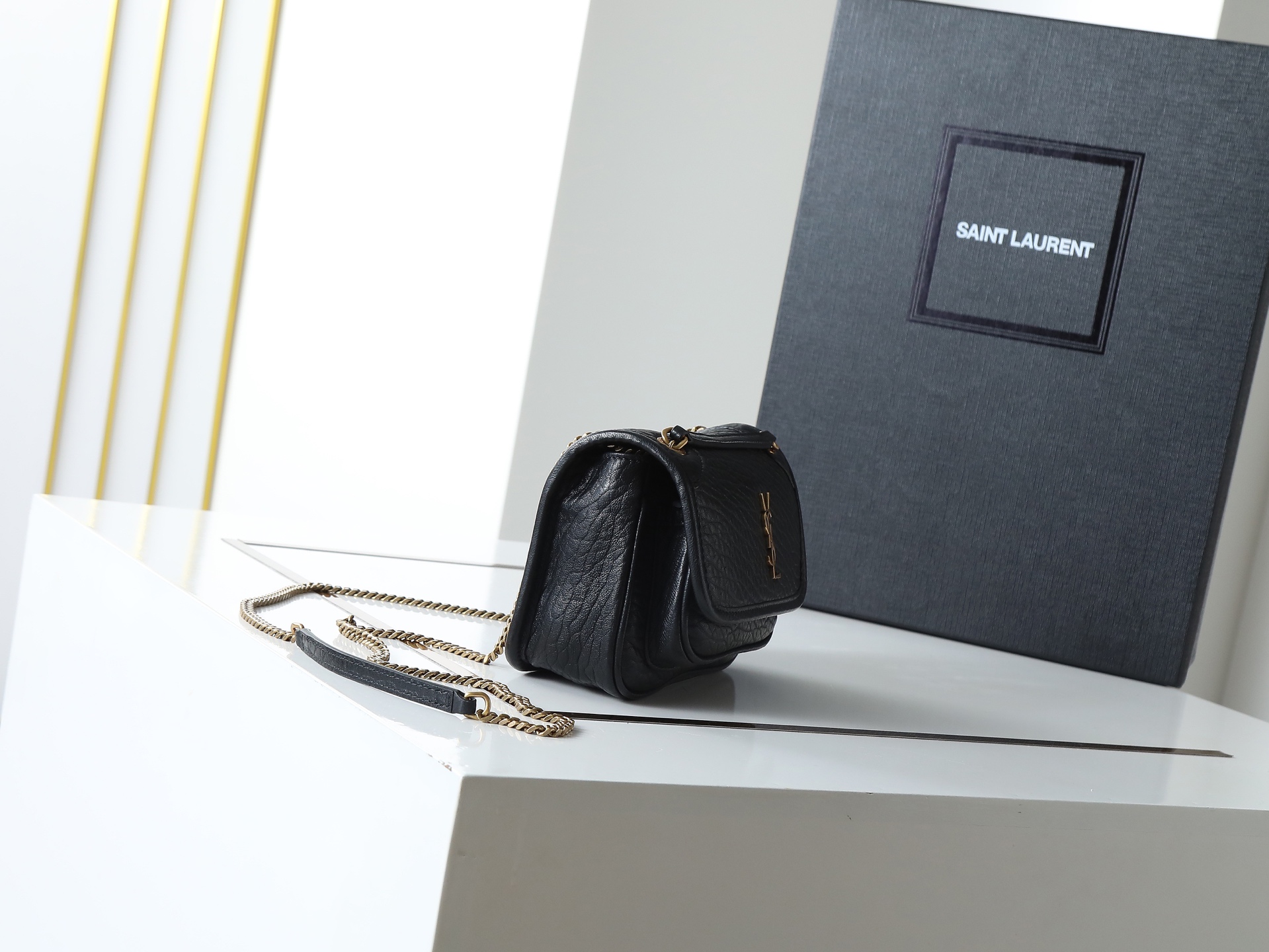 SAINT LAURENT Niki mini crinkled-leather shoulder bag |