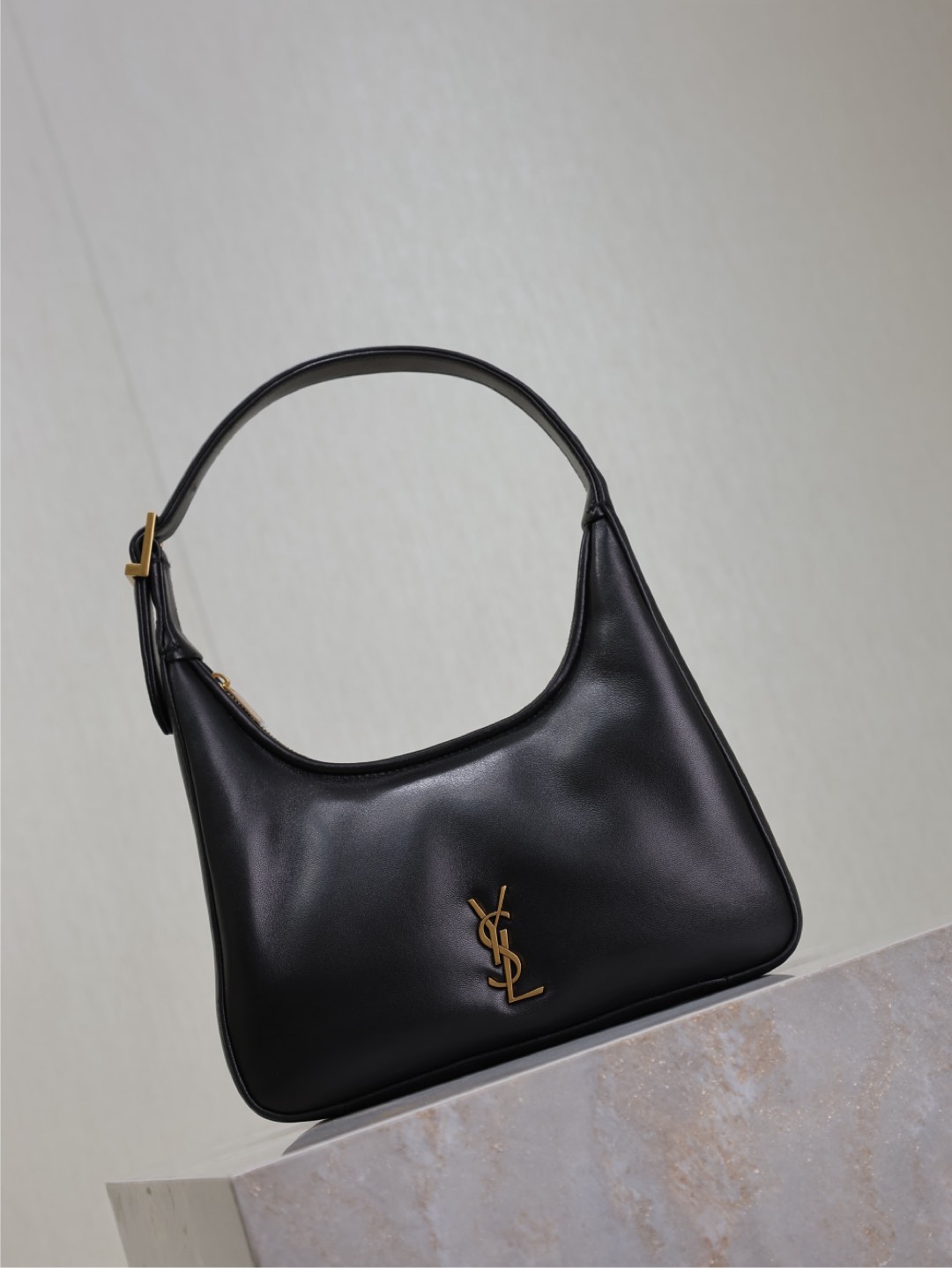 Saint Laurent  Plunged Lambskin Calypso Mini Hobo Black Sold Out