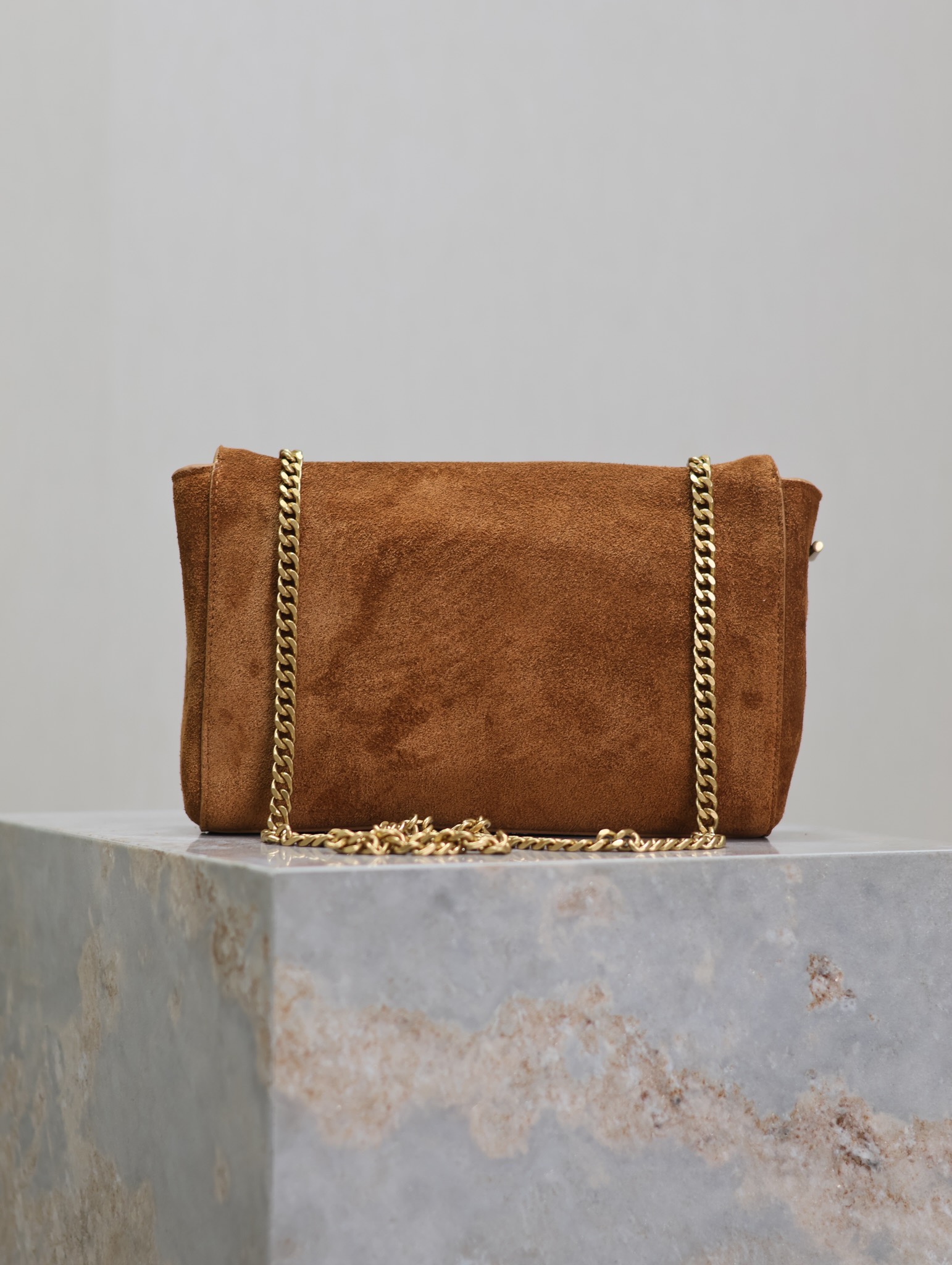 Saint Laurent Reversible Kate Shoulder Bag Suede Medium BROWN