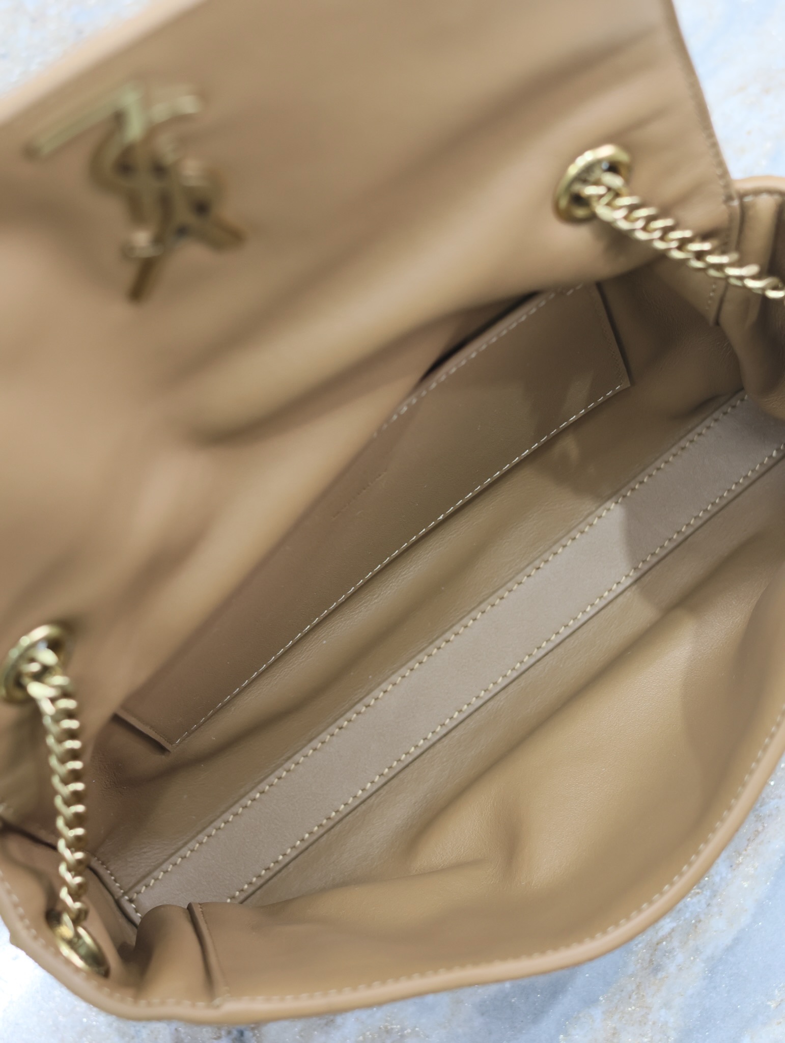 Saint Laurent Reversible Kate Shoulder Bag Suede Medium BROWN