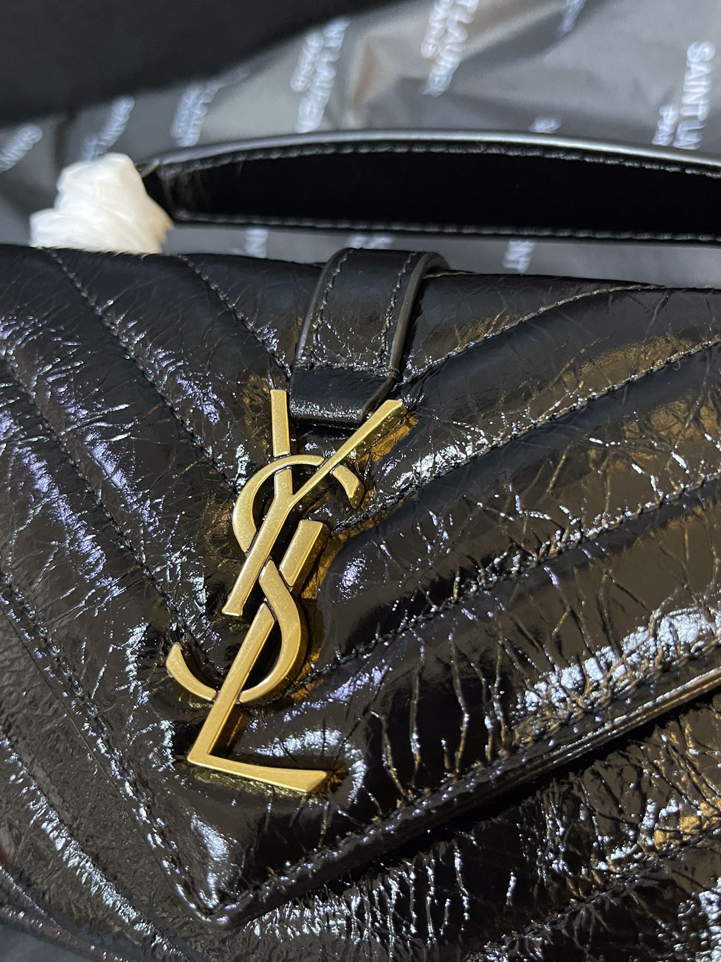 Saint Laurent Rive Gauche Raffia Tote Bag black