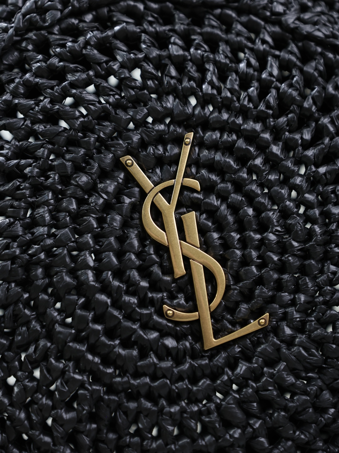 Saint Laurent Sac Round Raffia Bag In Black
