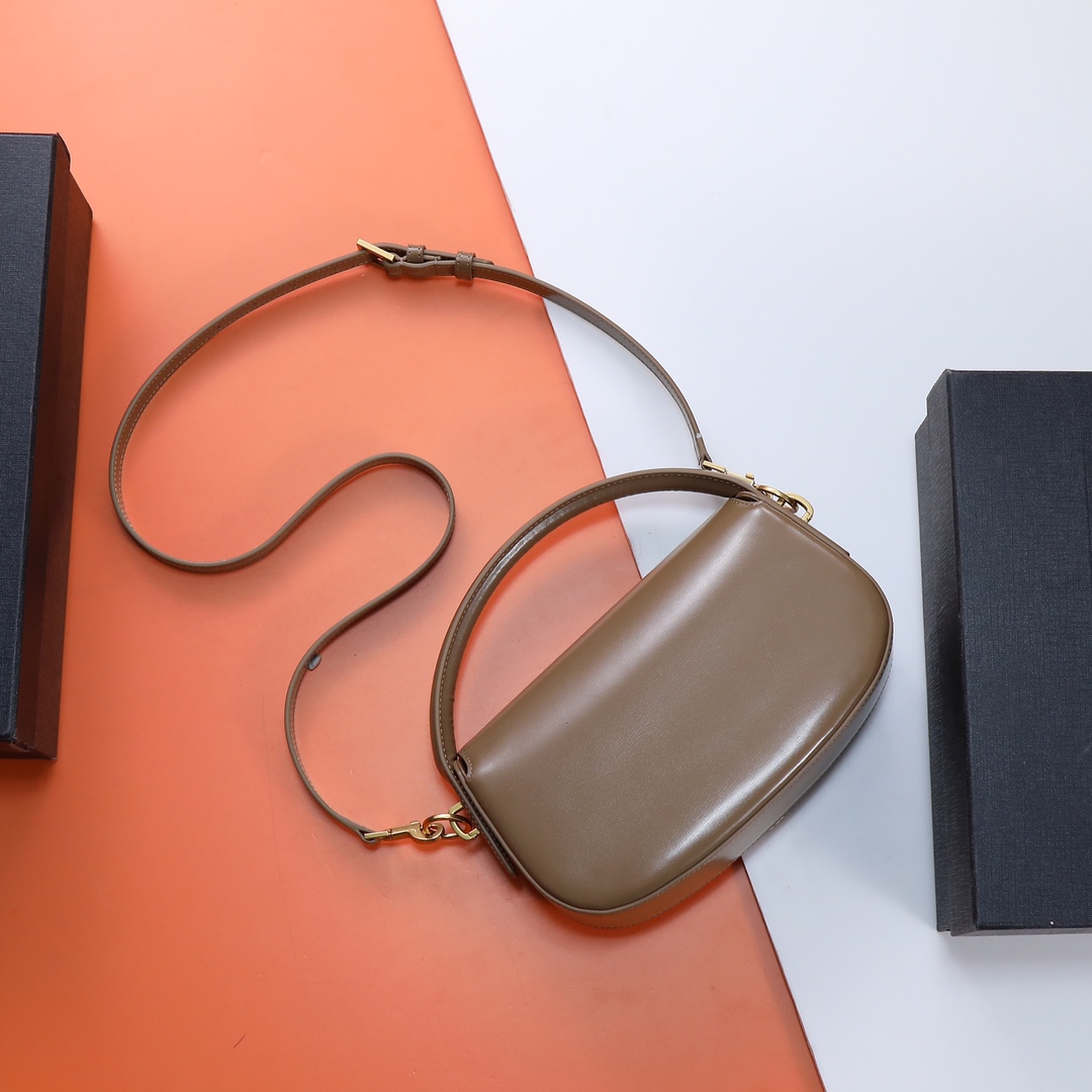 Saint Laurent Voltaire Logo Plaque Shoulder Bag in Natura