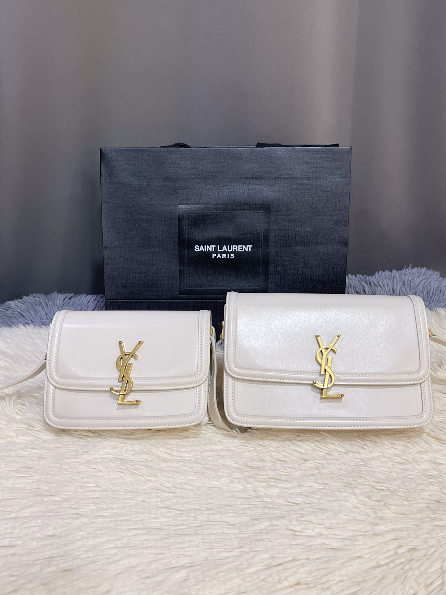 Saint Laurent YSL Solferino Medium Satchel Black white