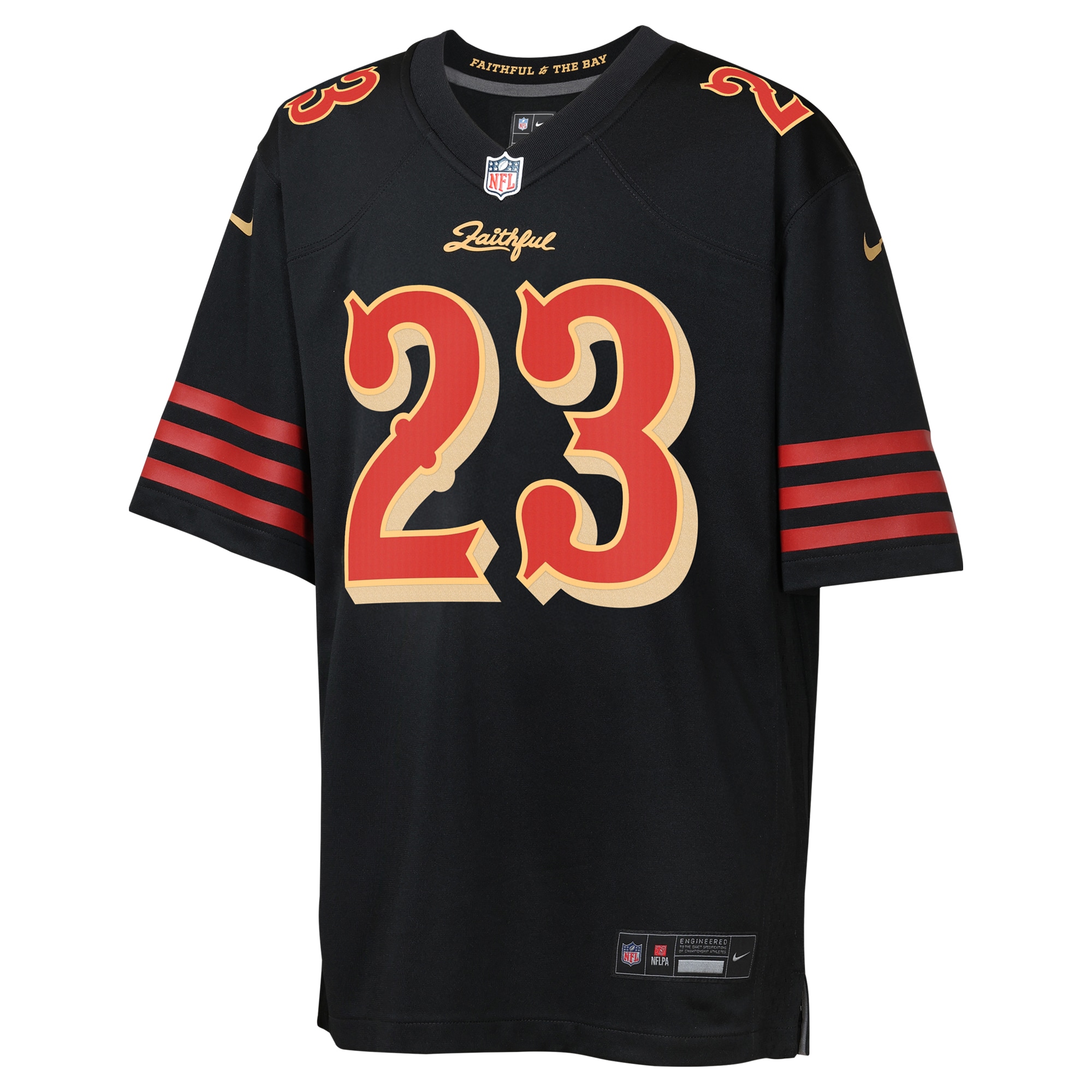 San Francisco 49ers Nike Game Rivalry  Jersey - Black - Christian McCaffrey - Youth