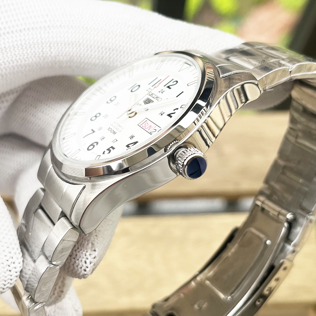 Seiko 5 White Dial - Seiko 5 Sports White Dial - Stainless Steel Watch - Image 2