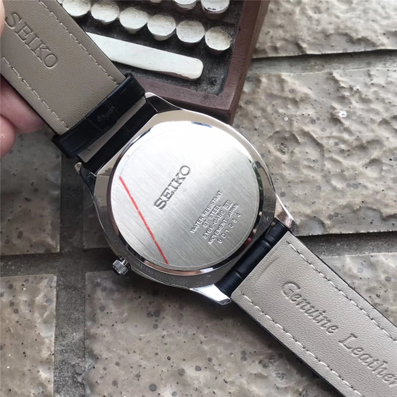 Seiko Silver Dial Watch - Seiko Silver Dial - Black Leather Strap - Image 4