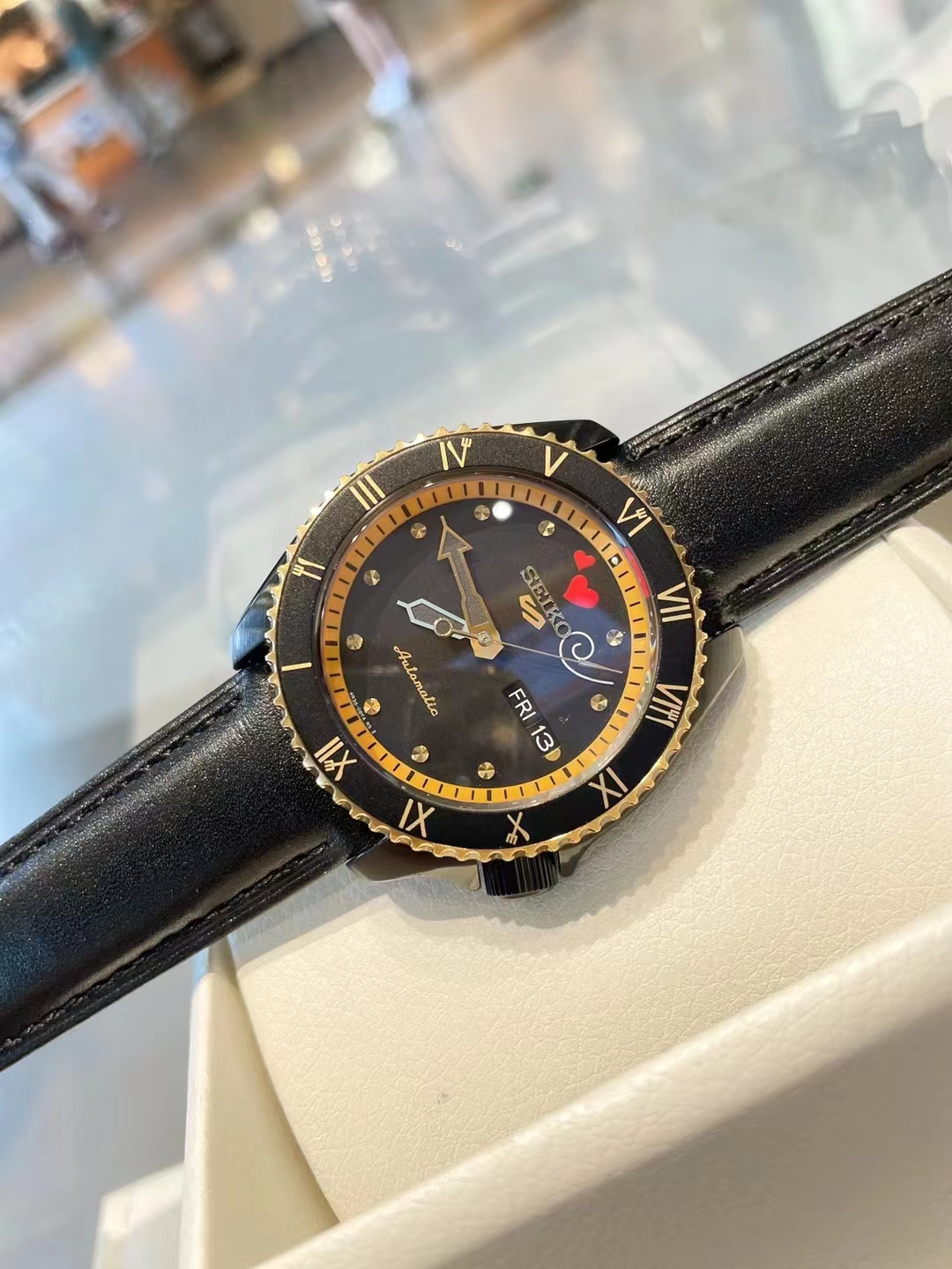 Seiko Black Leather Automatic Watch - Limited Edition - Image 3