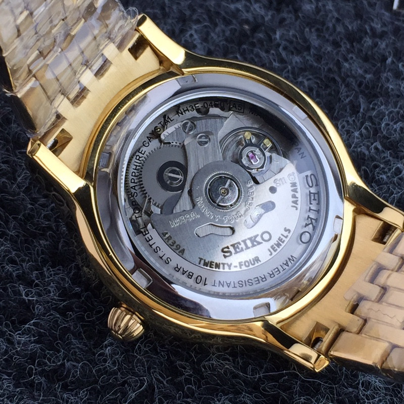 Seiko Gold Automatic Watch - Black Dial, Day-Date - Image 2