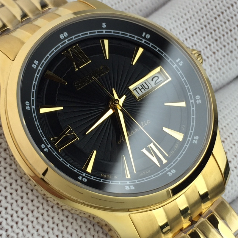 Seiko Gold Automatic Watch - Black Dial, Day-Date - Image 5