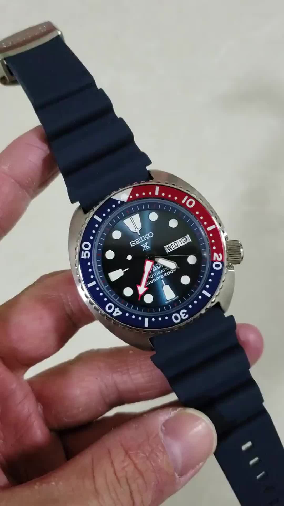 Seiko Prospex SRPE93 - Black Dial Blue Rubber Dive Watch