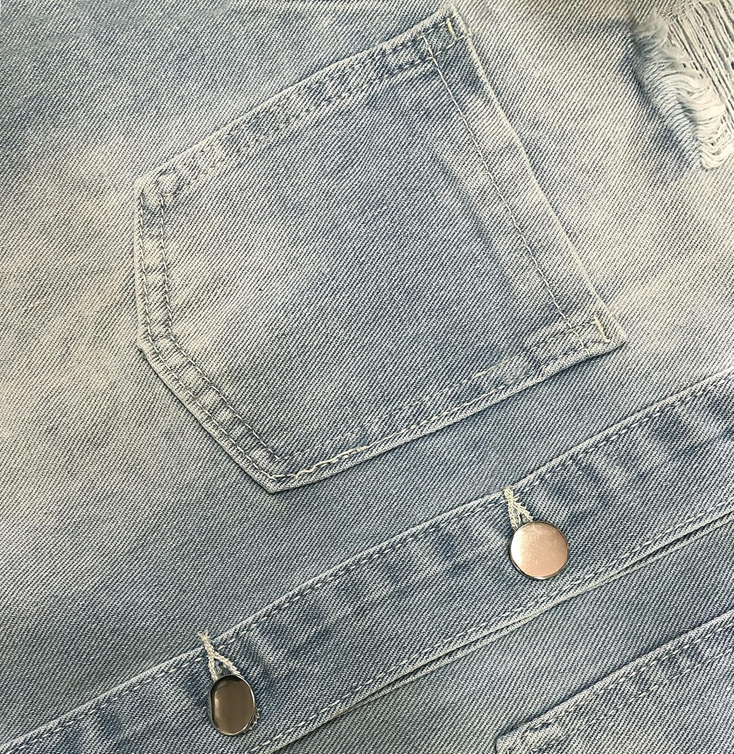 SeNight Women’s Jean Jacket Long Sleeve Classic Distressed Fray Hem Tassels Denim Trucker Jackets