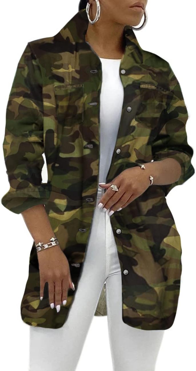 SeNight Women’s Jean Jacket Long Sleeve Classic Distressed Fray Hem Tassels Denim Trucker Jackets