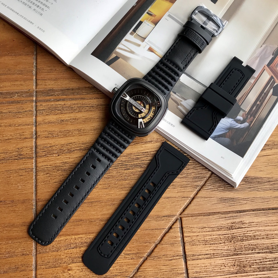 SevenFriday Industrial Engine - Black Leather Strap Watch - Image 6
