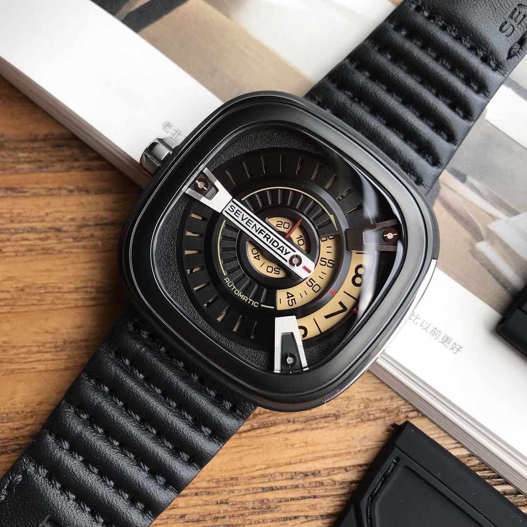 SevenFriday Industrial Engine - Black Leather Strap Watch - Image 7