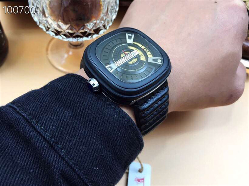 SevenFriday M1/04 - Square Black Leather Automatic Watch - Image 5