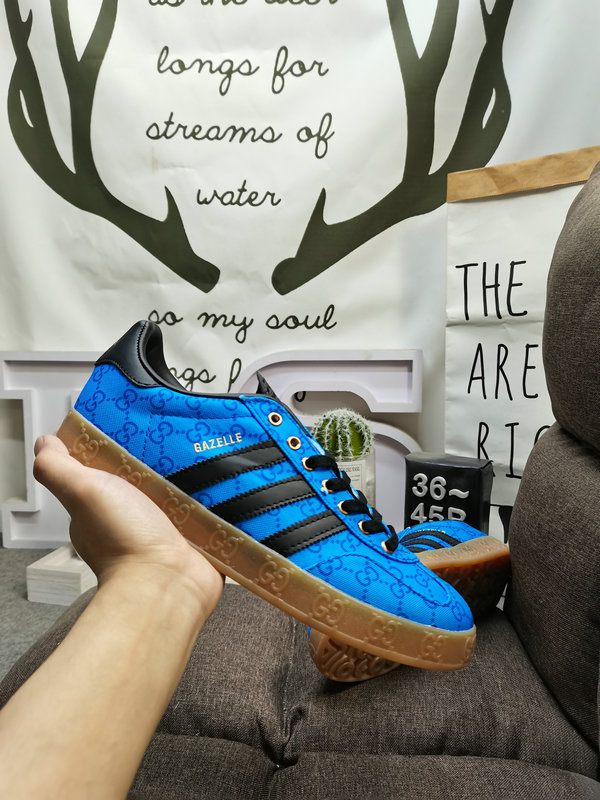 Shoes Adidas 134D uses soft fiber cow split leather combined with imported mercerized pig leather upper material #Leather lining with shock-absorbing PU latex foot pad #External wear-resistant outsole “Retro Sports” latest cross-border collaboration, Italian luxury brand-Gucci Gucci x German sports brand Adidas Adi28