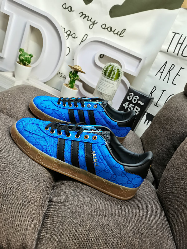 Shoes Adidas 134D uses soft fiber cow split leather combined with imported mercerized pig leather upper material #Leather lining with shock-absorbing PU latex foot pad #External wear-resistant outsole “Retro Sports” latest cross-border collaboration, Italian luxury brand-Gucci Gucci x German sports brand Adidas Adi28