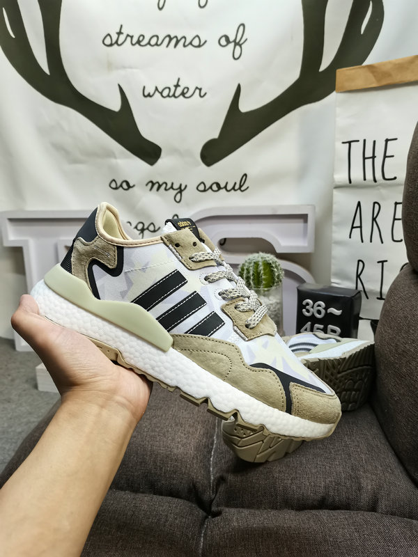 Shoes Adidas 304D corporate grade Adidas Nite Jogger 2019 Boost earth tone barcode Wang Jiaer endorsement model knitted breathable upper night walker 3M reflective really explosive outsole retro running shoes. Jacquard breathable mesh with 10