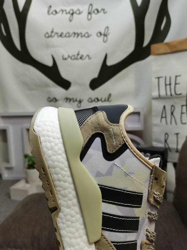 Shoes Adidas 304D corporate grade Adidas Nite Jogger 2019 Boost earth tone barcode Wang Jiaer endorsement model knitted breathable upper night walker 3M reflective really explosive outsole retro running shoes. Jacquard breathable mesh with 10